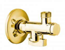 SAPHO - Rohový ventil s matkou, 1/2" x 3/8", zlato (2020ZL)