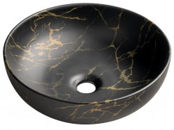 SAPHO - RONDANE keramické umývadlo na dosku, priemer 41cm, mramor portoro (AR435PT)