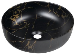 SAPHO - RONDEA keramické umývadlo na dosku, priemer 41cm, mramor portoro (AR445PT)