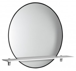 SAPHO - SHARON LED podsvietené zrkadlo Ø 80cm s policou, čierna mat (31255CI-01)