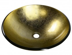 SAPHO - SHAY sklenené umývadlo na dosku Ø 42 cm, zlatá (2501-22)