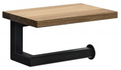 SAPHO - SKA Držiak toaletného papiera s poličkou, čierna matná/dub (SKA421)