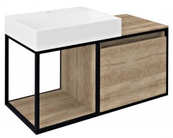 SAPHO - SKARA umývadlová skrinka 100x49,5x46,5cm, čierna matná/dub Alabama (CG004-2222)