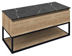 SAPHO - SKARA umývadlová skrinka 100x50x45cm, čierna mat/dub alabama (CG009-2222)