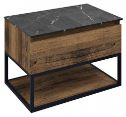 SAPHO - SKARA umývadlová skrinka 70x50x45cm, čierna mat/dub collingwood (CG005-1919)