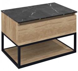 SAPHO - SKARA umývadlová skrinka 80x50x45cm, čierna mat/dub alabama (CG008-2222)