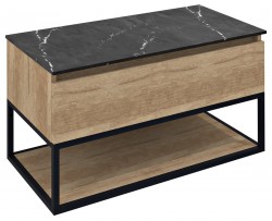 SAPHO - SKARA umývadlová skrinka 90x50x45cm, čierna mat/dub alabama (CG006-2222)