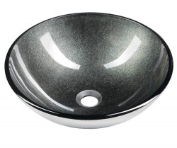 SAPHO - SKIN sklenené umývadlo na dosku Ø 42 cm, sivá metalíza (2501-16)