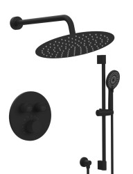 SAPHO - SMART SELECT podomítkový sprchový set s termostatickou baterií, 2 výstupy, posuvný držák sprchy, černá mat (RP032B-02)
