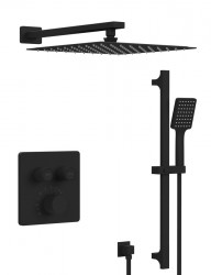 SAPHO - SMART SELECT sprchový set s termostatickou batériou, 2 výstupy, posuvný držiak sprchy, čierna mat (RP042B-02)