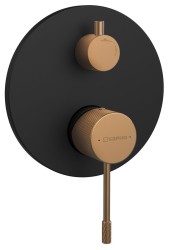 SAPHO - SOLARIS podomietková sprchová batéria, 2 výstupy, čierna/meď mat (WD042PG)