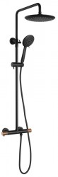 SAPHO - SOLARIS sprchový stĺp s termostatickou batériou, čierna/meď mat (WD139PG)