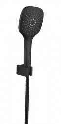 SAPHO - Sprchová súprava, 3 sprchovacie režimy, silikónové trysky, pevný držiak, hadica 1500, čierna mat (1204-62B)