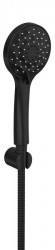 SAPHO - Sprchová súprava, 4 sprchovacie režimy, silikónové trysky, pevný držiak, hadica 1500, čierna mat (1204-61B)