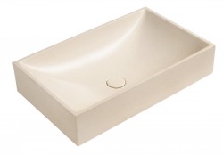 SAPHO - TARANT betónové umývadlo s výpusťou, 58x36cm, biely pieskovec (AR472)