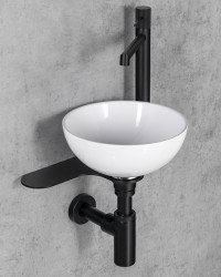 SAPHO - TETRIS umývadlo s držiakom pre stojánkovú batériu vpravo, čierna mat (TZ427-01)