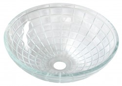 SAPHO - TOSEMI gravírované sklenené umývadlo na dosku Ø 42 cm, číre sklo (TY153)