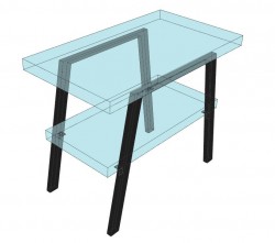 SAPHO - TWIGA oceľová podpera 100x67cm, čierna matná, 2ks (VC453)