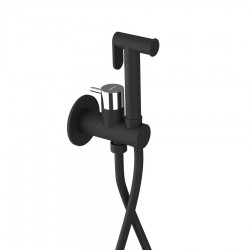 SAPHO - ULTRAMIX podomítková bidetová baterie se Stop sprškou, kulatá, čierna mat/chróm (UT013BC)