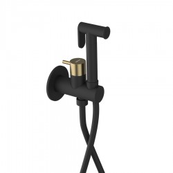 SAPHO - ULTRAMIX podomítková bidetová baterie se Stop sprškou, kulatá, čierna mat/zlato mat (UT013BG)