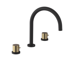 SAPHO - ULTRAMIX  trojprvková umývadlová batéria, čierná mat/zlato mat (UT017BG)