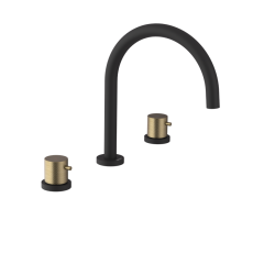 SAPHO - ULTRASAN trojprvková umývadlová batéria, čierná mat/zlato mat (UT017VBG)