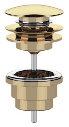SAPHO - Umyvadlová výpust 5/4“, click-clack, velká zátka, 10-65, zlato (CV100217)