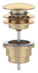 SAPHO - Umyvadlová výpust 5/4“, click-clack, velká zátka, 10-65, zlato mat (CV100219)