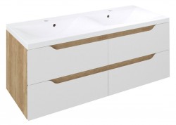 SAPHO - WAVE dvojumývadlová skrinka 119,7x50x47,8cm, biela/dub Alabama (WA120-3022)