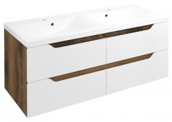 SAPHO - WAVE dvojumývadlová skrinka 119,7x50x47,8cm, biela/dub collingwood (WA120-3019)