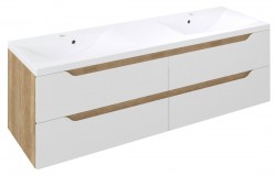 SAPHO - WAVE dvojumývadlová skrinka 149,7x50x47,8cm, biela/dub Alabama (WA150-3022)