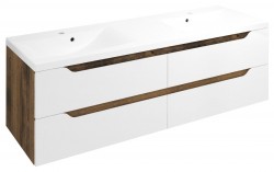 SAPHO - WAVE dvojumývadlová skrinka 149,7x50x47,8cm, biela/dub collingwood (WA150-3019)
