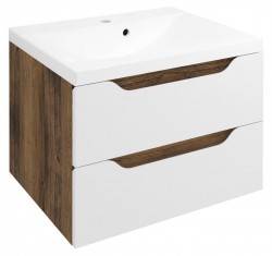 SAPHO - WAVE umývadlová skrinka 60x65x47,8cm, biela/dub collingwood (WA060-3019)