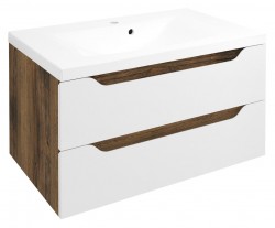 SAPHO - WAVE umývadlová skrinka 79,7x45x47,8cm, biela/dub collingwood (WA080-3019)