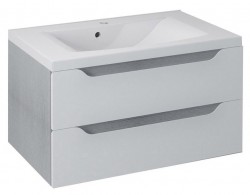 SAPHO - WAVE umývadlová skrinka 79,7x45x47,8cm, biela/dub strieborný (WA080-3011)