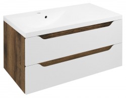 SAPHO - WAVE umývadlová skrinka 89,7x45x47,8cm, ľavá, biela/dub collingwood (WA092-3019)