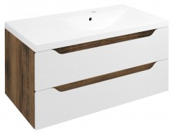 SAPHO - WAVE umývadlová skrinka 89,7x45x47,8cm, pravá, biela/dub collingwood (WA093-3019)