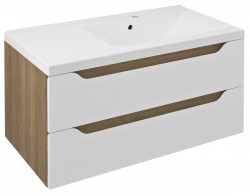 SAPHO - WAVE umývadlová skrinka 89,7x45x47,8cm, pravá, biela/dub cuneo (WA093-3025)