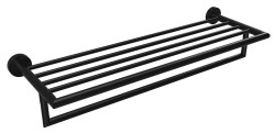 SAPHO - X-ROUND BLACK polička na ručníky s hrazdou 500, černá mat (XR421B)