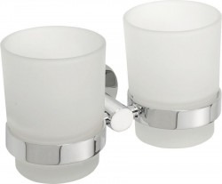 SAPHO - X-ROUND dvojitý držiak pohárov, mliečne sklo, chróm (XR902)