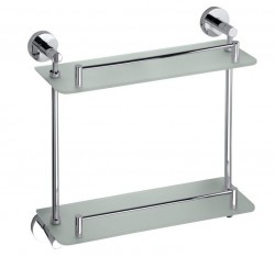 SAPHO - X-ROUND E sklenená polička dvojitá 400, chróm (XR602)