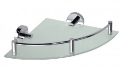 SAPHO - X-ROUND E sklenená polička rohová s hrazdou 255x60x230, chróm (XR605)