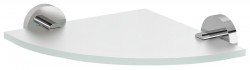 SAPHO - X-ROUND sklenená polica rohová, štvrťkruhová 200x200, chróm/mliečne sklo (XR009-01)