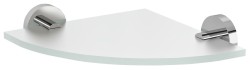 SAPHO - X-ROUND sklenená polička rohová, štvrťkruhová 200x200, chróm/mliečne sklo (XR009-01)