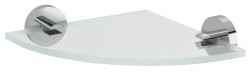 SAPHO - X-ROUND sklenená rohová polica, štvrťkruhová 200x200, chróm/čiré sklo (XR009-11)