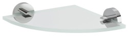 SAPHO - X-ROUND sklenená rohová polička, štvrťkruhová 200x200, chróm/čiré sklo (XR009-11)