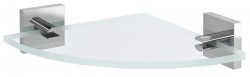 SAPHO - X-SQUARE sklenená rohová polica, štvrťkruhová 200x200, chróm/čiré sklo (XQ009-11)