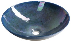 SAPHO - ZAFFIRO MURANO sklenené umývadlo na dosku, priemer 41cm, ivory/modrá (YM1235)