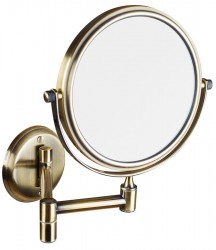 SAPHO - Závesné kozmetické zrkadlo, priemer 140, obojstranné, bronz (XP012)