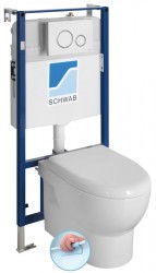 SAPHO - Závesné WC ABSOLUTE Rimless s podomietkovou nádržkou a tlačidlom Schwab, biela (10AB02002-SET5)